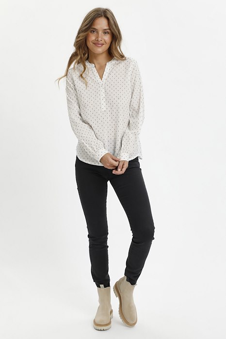 KAsilona Blouse White Dark Blue Dot KAFFE - 3