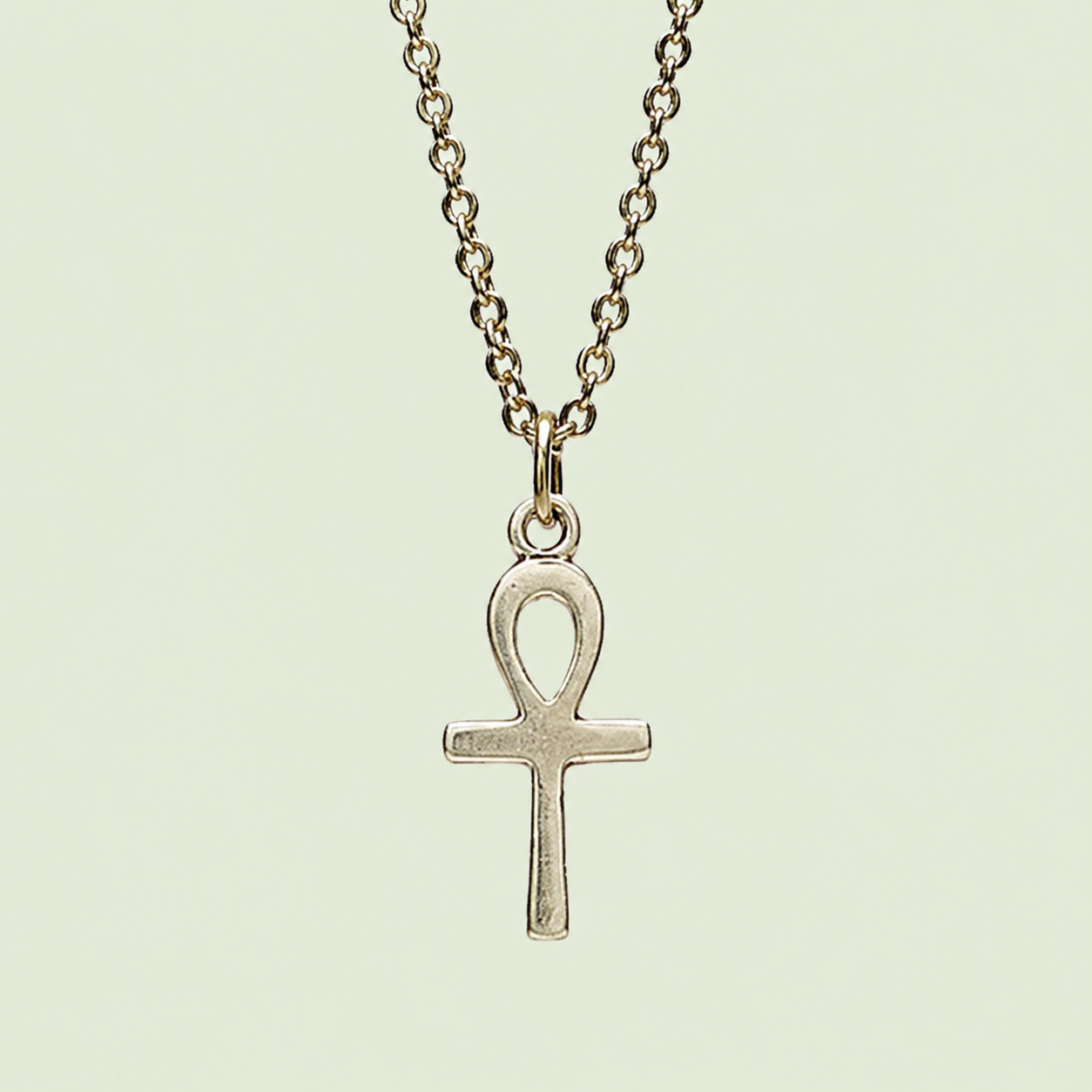 Halsband Ankh, försilvrat hänge med kedja