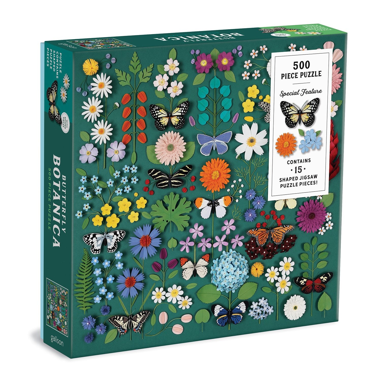 Butterfly Botanica, 500 Piece Puzzle with Shaped Pieces