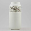 Britt-Louise Sundell (Mykene 1961) White Cylinder Vase with Brown Circular Relief 23 cm