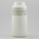 Britt-Louise Sundell (Mykene 1961) White Cylinder Vase with Brown Circular Relief 23 cm