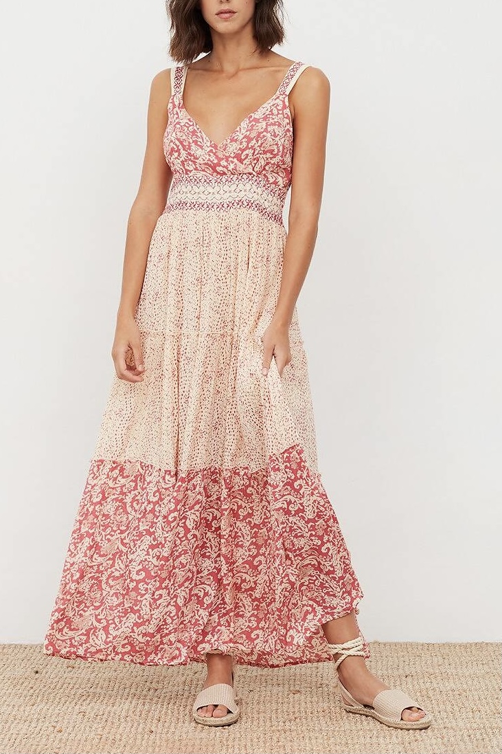 Nüd - Long Combo Print Dress Pink