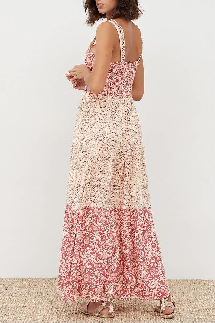 Nüd - Long Combo Print Dress Pink - 3