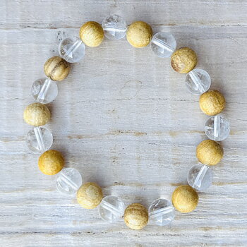 Armband 8mm Bergkristall och Palo Santo