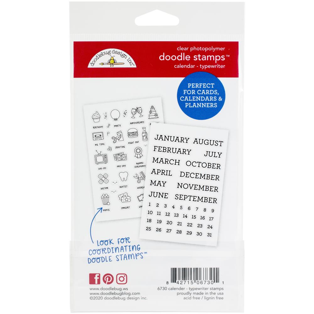   Doodlebug - Clear Doodle Stamps - Calendar - Typewriter - 2