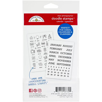   Doodlebug - Clear Doodle Stamps - Calendar - Typewriter