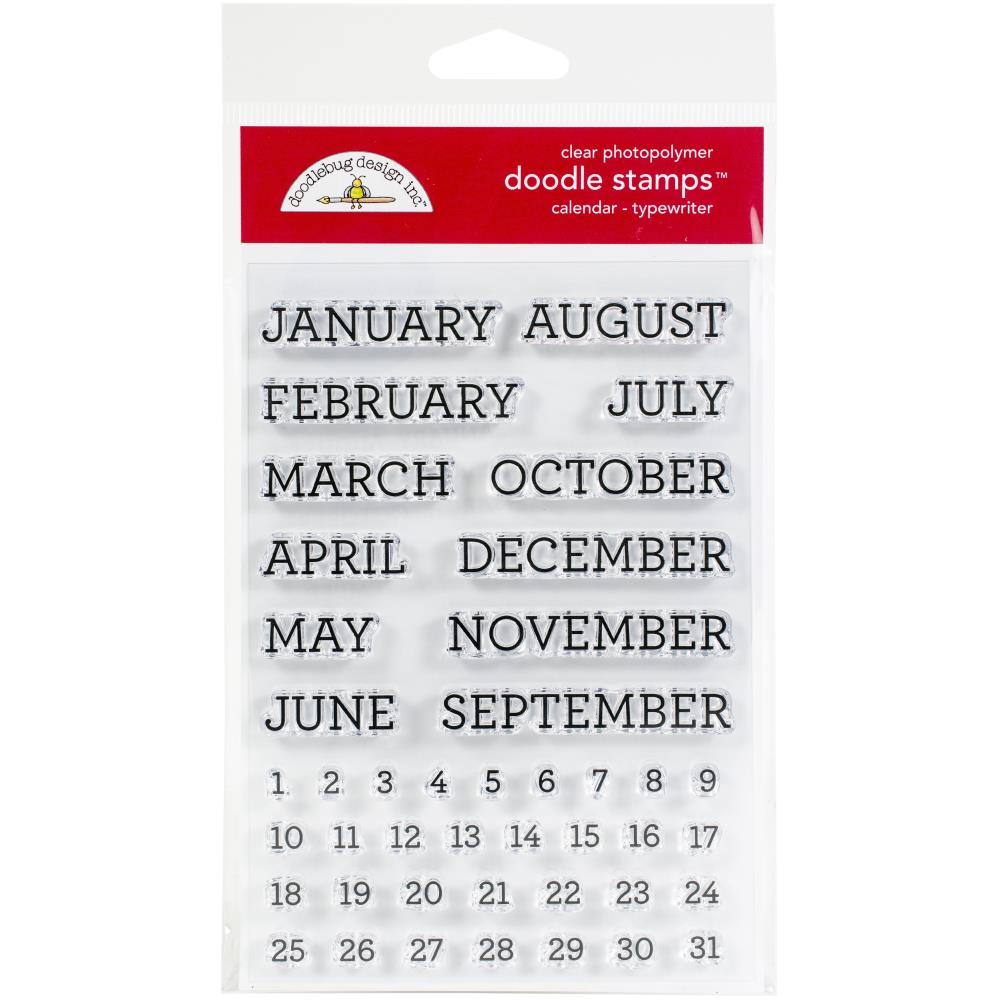   Doodlebug - Clear Doodle Stamps - Calendar - Typewriter