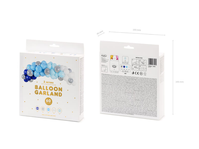 Ballongbåge | 2 m | Blå, silver och vit - 3