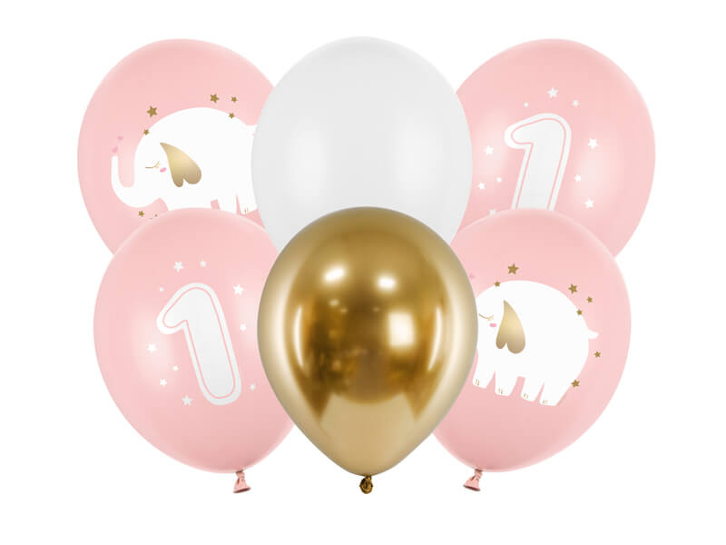 Ballongbukett | 6-pack | One och elefant | Rosa