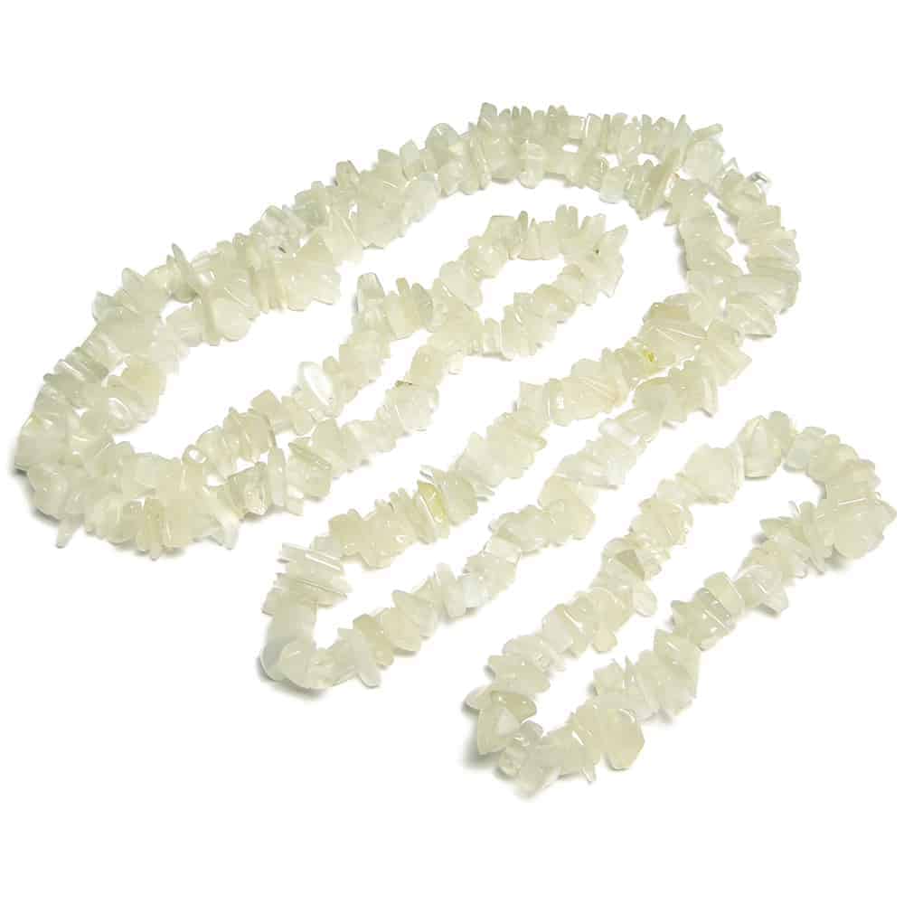 Vit Månsten  Chip Halsband