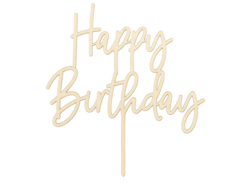 Tårtdekoration Happy Birthday Trä - 2
