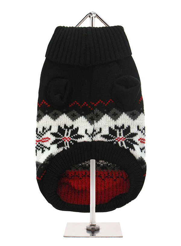 Urban Pup Snowflake Stickad Hundtröja Svart/Vit/Röd - 2