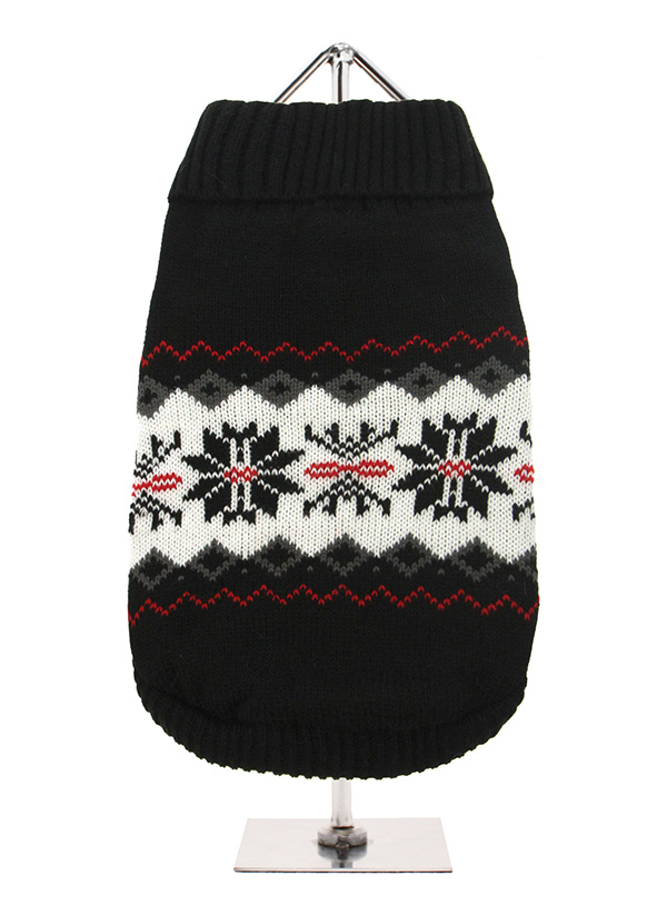 Urban Pup Snowflake Stickad Hundtröja Svart/Vit/Röd