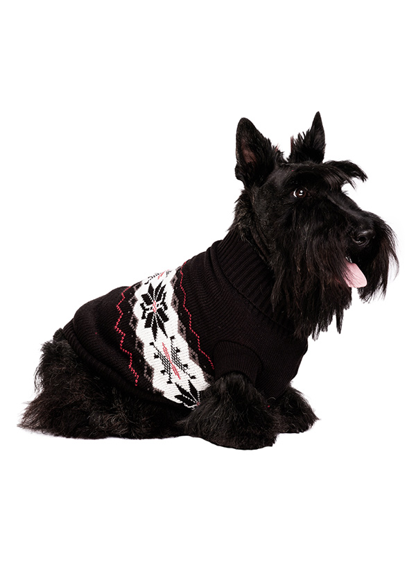 Urban Pup Snowflake Stickad Hundtröja Svart/Vit/Röd - 3