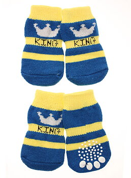 Urban Pup Blå/Gul KING 4-Pack Hundsockar Med Antiglid