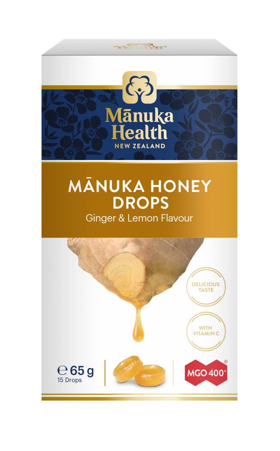 Manuka Honey  Drops Ginger & Lemon Flavour 15 Tab Manuka Health