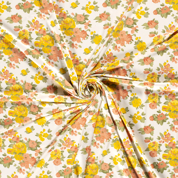 VISCOSE JERSEY -  SUMMER FLOWER YELLOW - 3