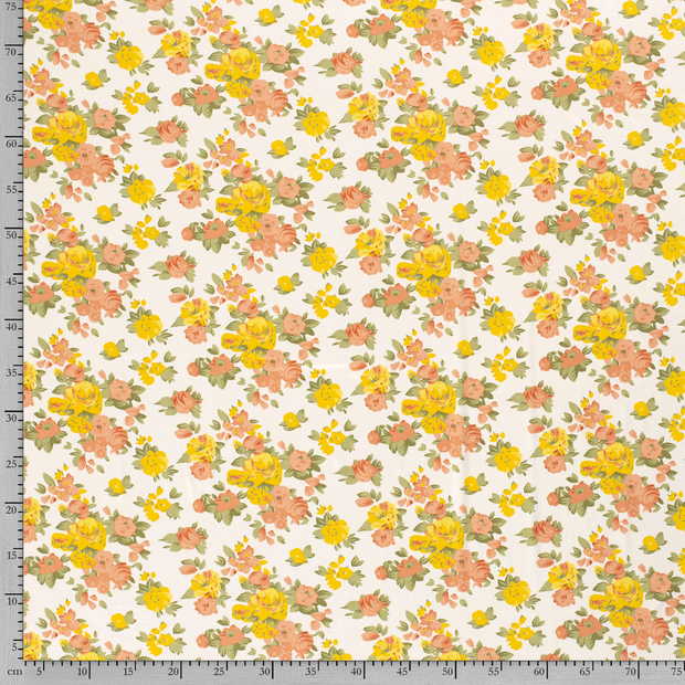 VISCOSE JERSEY -  SUMMER FLOWER YELLOW - 4