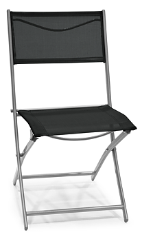 Rannäs klappstol silver svart från Hillerstorp med silverfärgad stålram och svart textilen