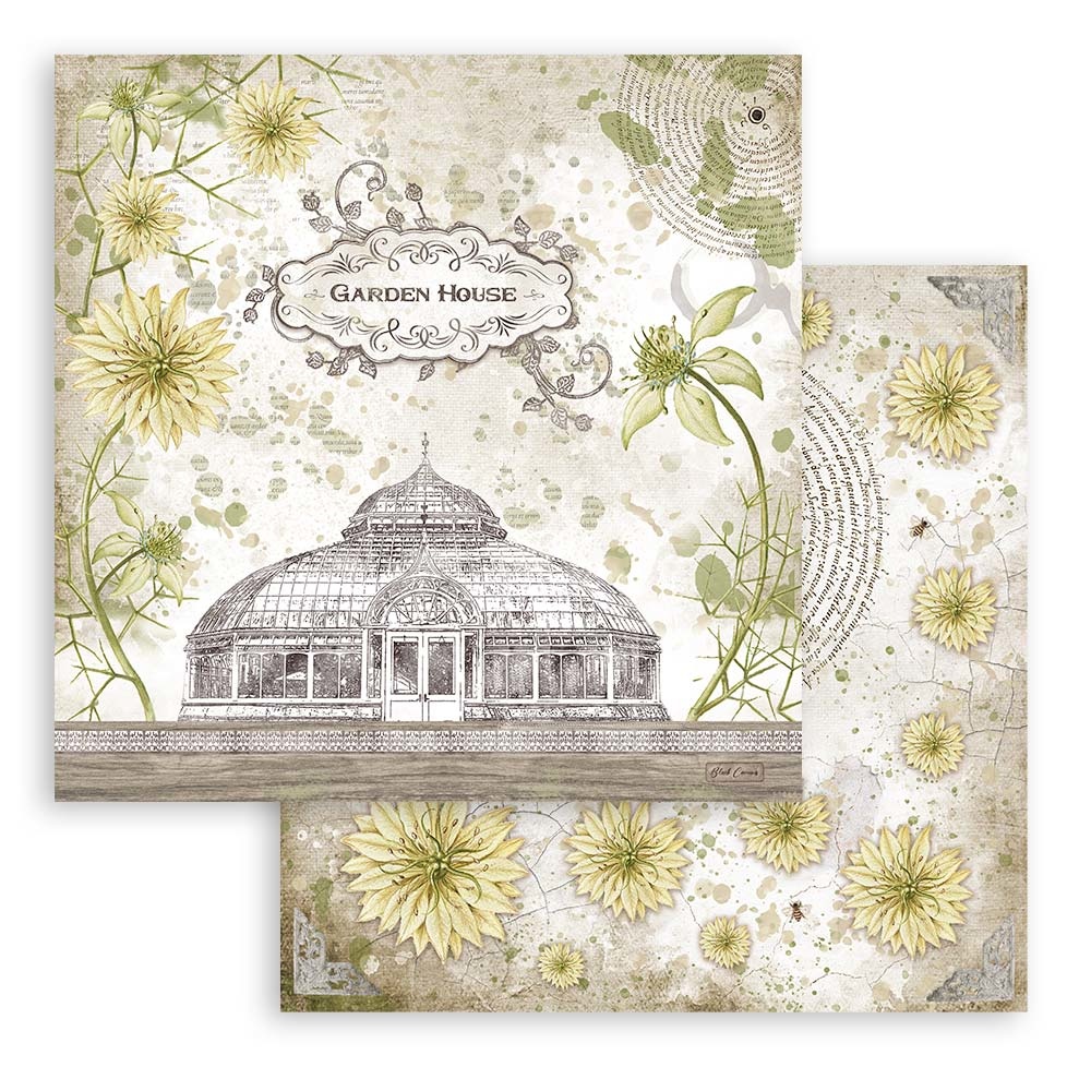 Stamperia Paper Pad 12X12 -  Romantic Garden house  - 3