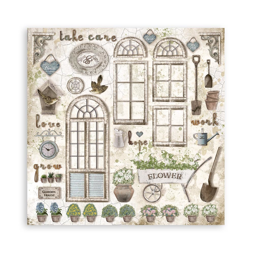 Stamperia Paper Pad 12X12 -  Romantic Garden house  - 9
