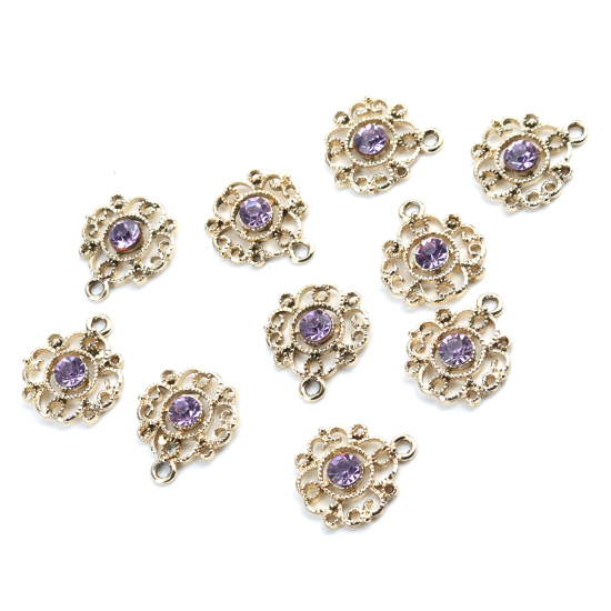 Berlock - Blomma Guld, m rhienstone Lila