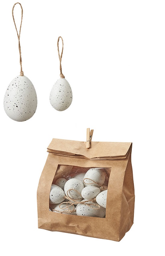 Ägg med hänge i påse - Vit/Prickig - Plast - 30-pack - 2