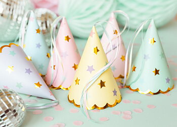 Partyhattar Pastell Stjärnor 