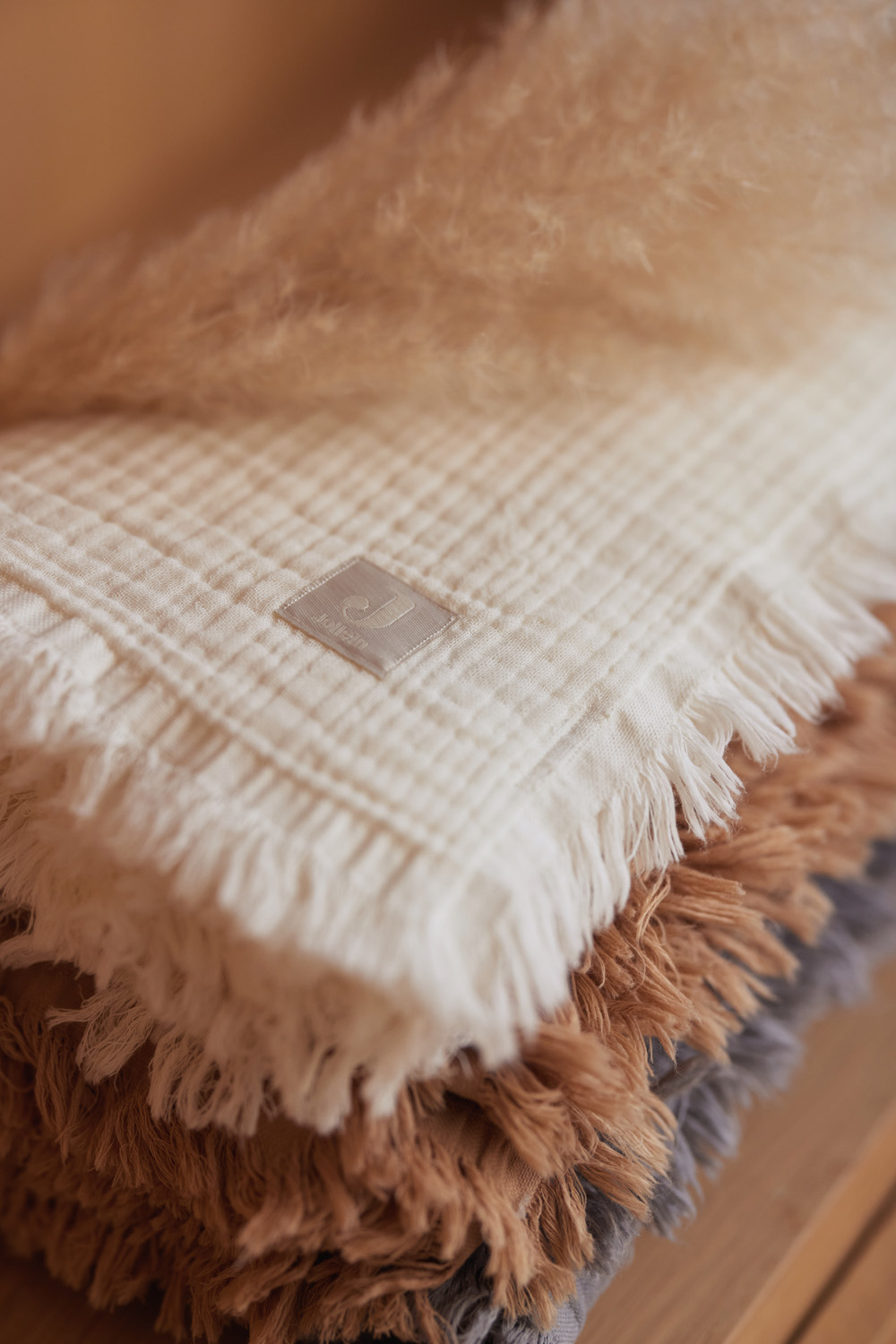 Jollein Fringe Muslinfilt 100% ekologisk bomull 75x100cm ivory - 9