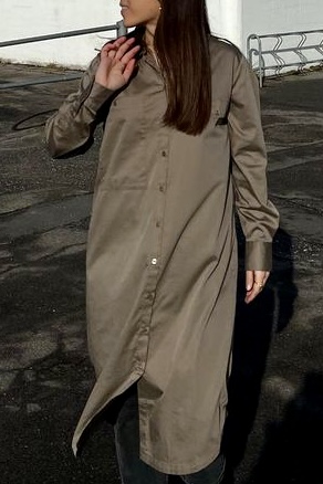 Levéte Room - Isla Solid 44 Dress Khaki - 2