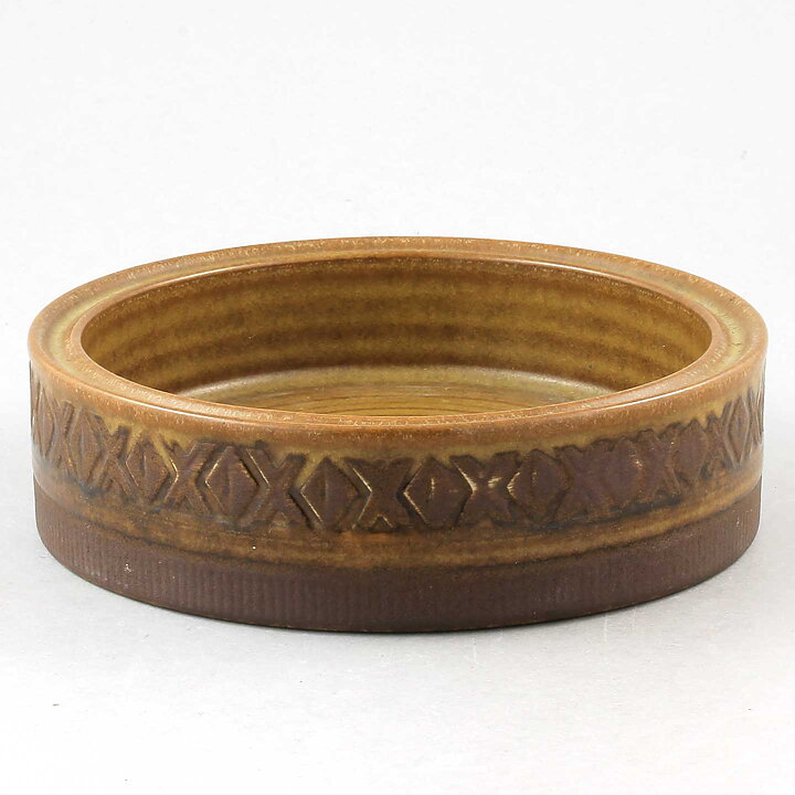 Gunnar Nylund (Petitess 1964) Brown Sturdy Bowl with Geometric Relief 17 cm