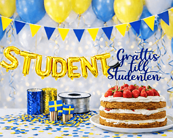 Studentdekoration PAKET Premium Gul och Blå 