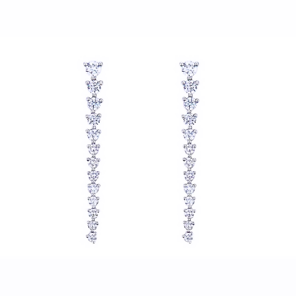 DIAMOND THREE PRONG TENNIS EARRINGS