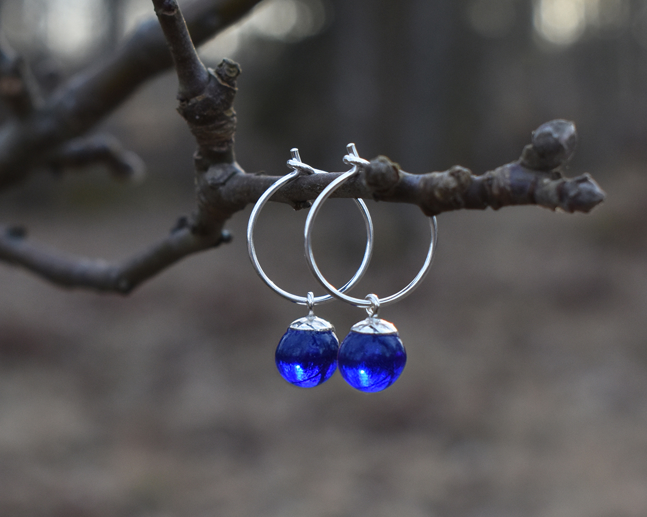 SVALÖ MIDNIGHT - blue earrings 15 mm - 2