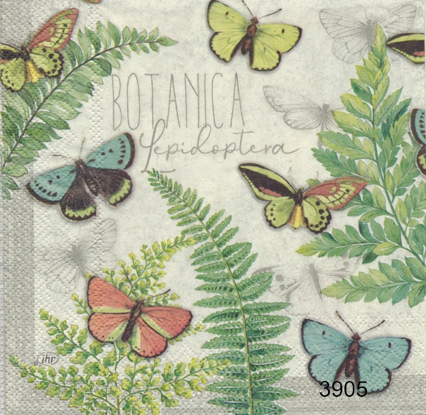 Fjärilar med blad och text