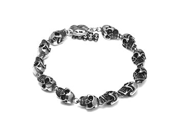 Döskalle Armband i Rostfritt Stål, Dödskalle Accessoar, Rock Smycke