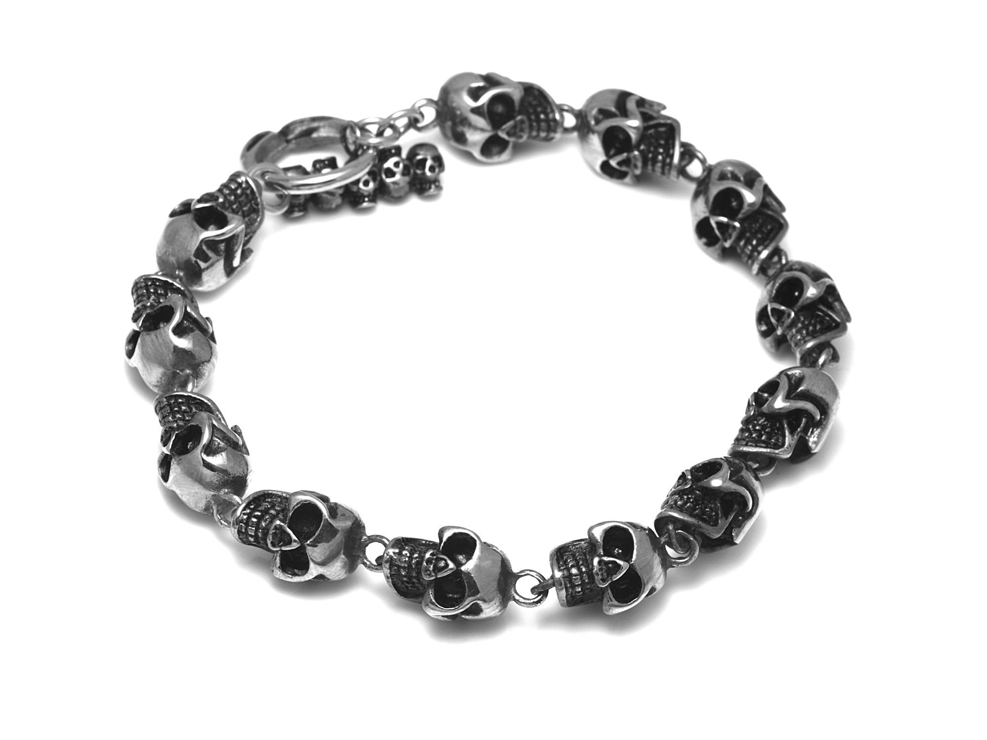 Döskalle Armband i Rostfritt Stål, Dödskalle Accessoar, Rock Smycke - 2
