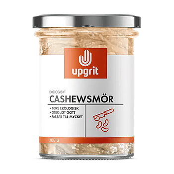 Cashewnötsmör från Upgrit på ekologiska cashewnötter i glasburk om 300 gram