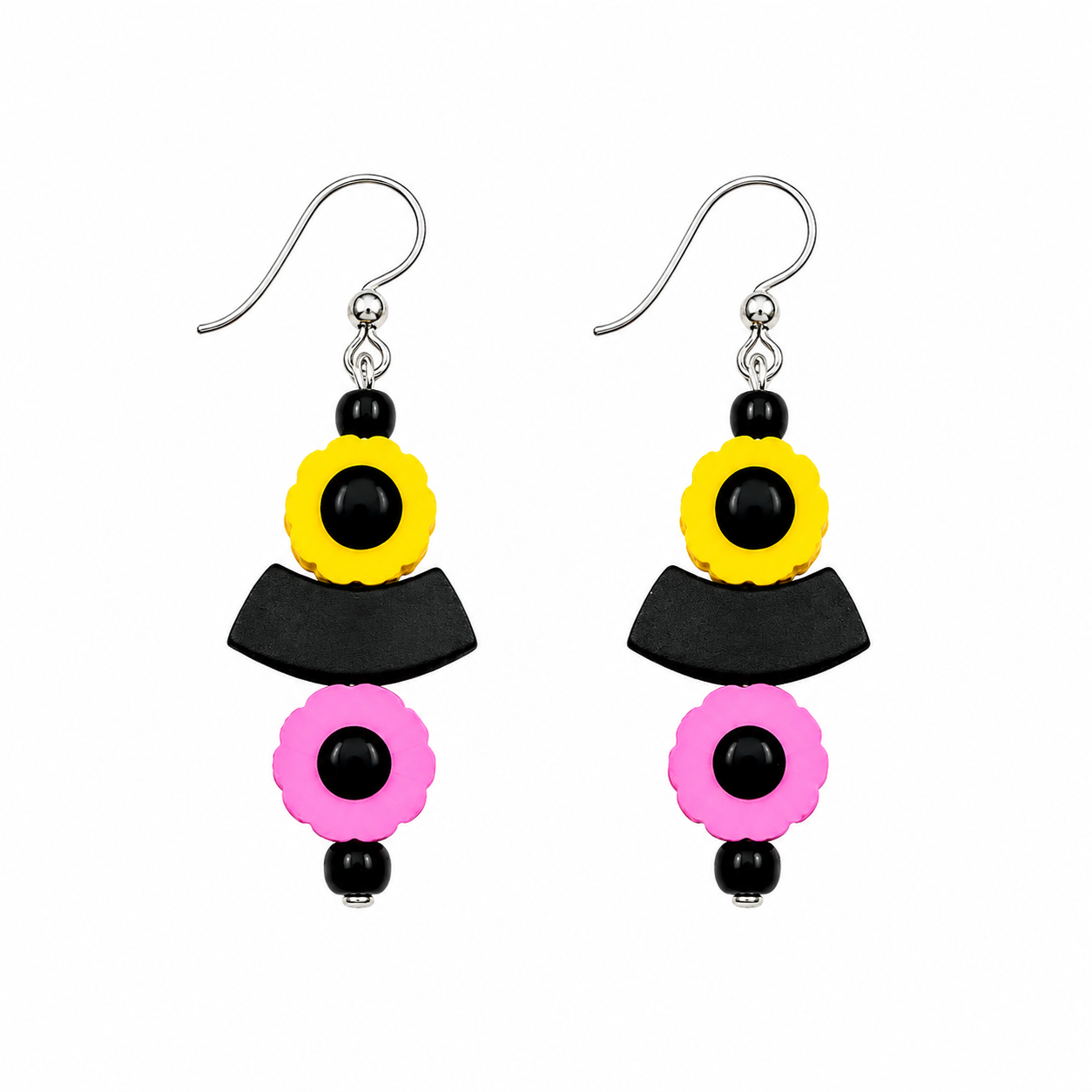 Earrings Candy English licorice Pink & Yellow