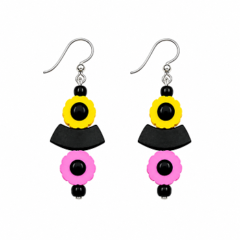 Earrings Candy English licorice Pink & Yellow