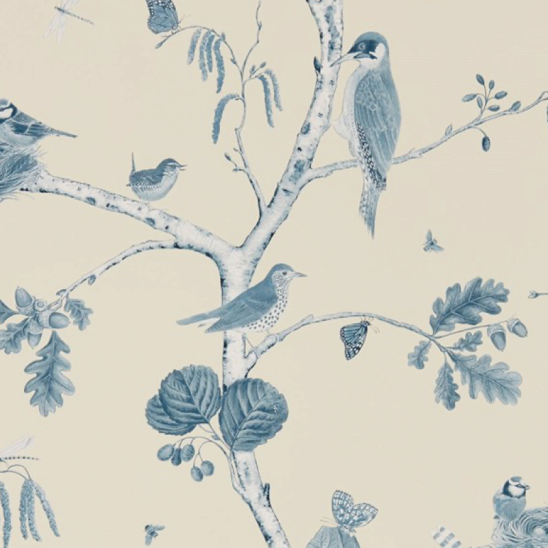 TAPET WOODLAND CHORUS, Indigo Ecru