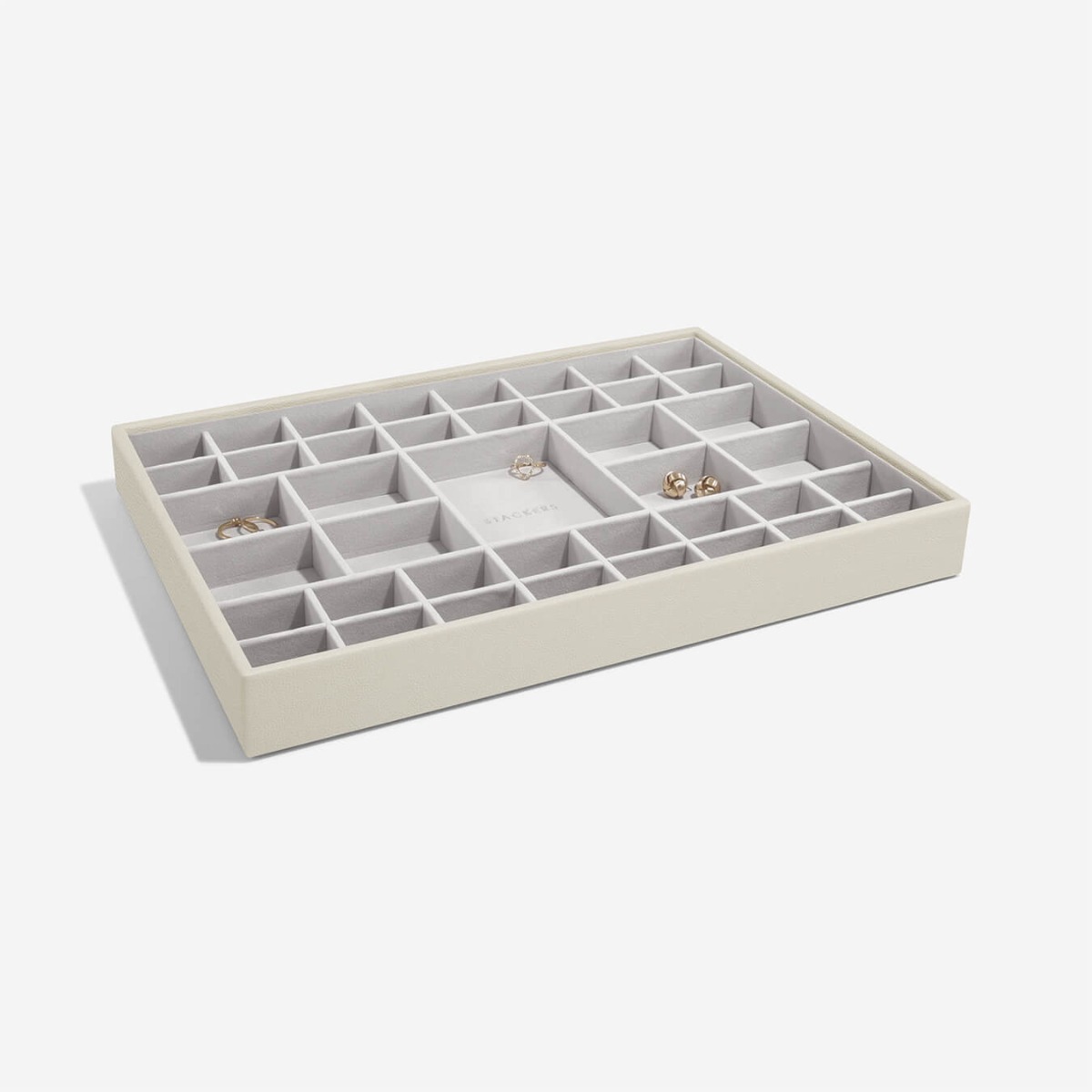 Bricka för smycken, 41 fack, Stort, SUPERSIZE STACKERS, 36 x 25 x H 4 cm, Oatmeal