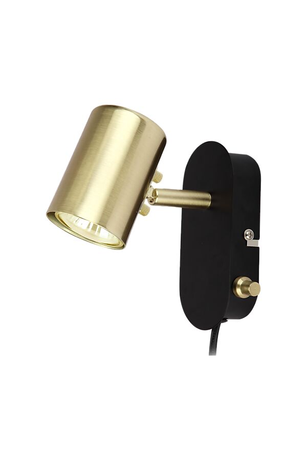 BALDER vägglampa, svart/matt mässing - Aneta Lighting