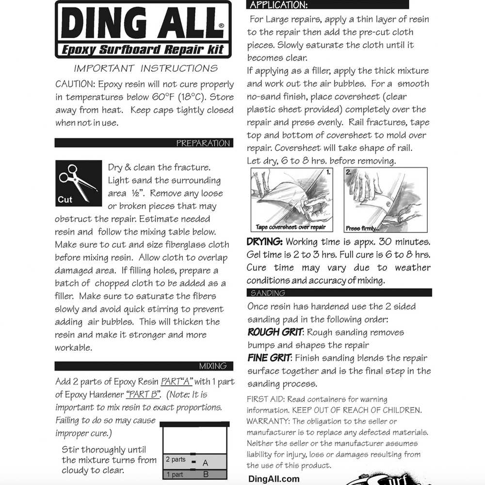 Ding all repair kit epoxy standard - 2