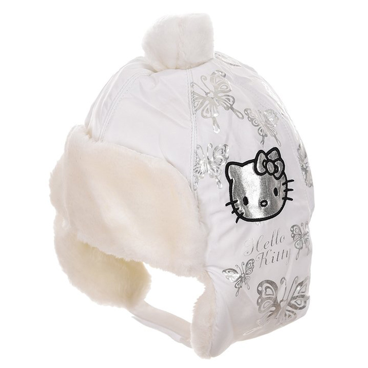 Hello Kitty Barnmössa med Öronlappar - Vit/silver