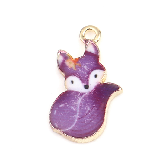 Charm   enameld fox, purple