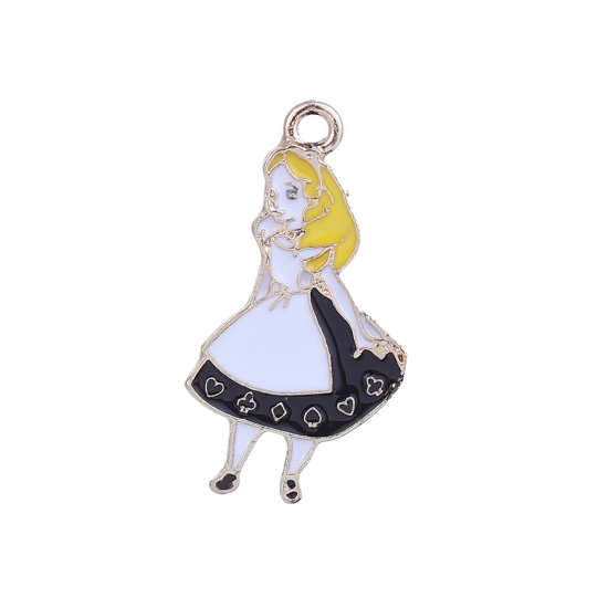 Charm -  Enameld Wonderland Girl, fairytale Black
