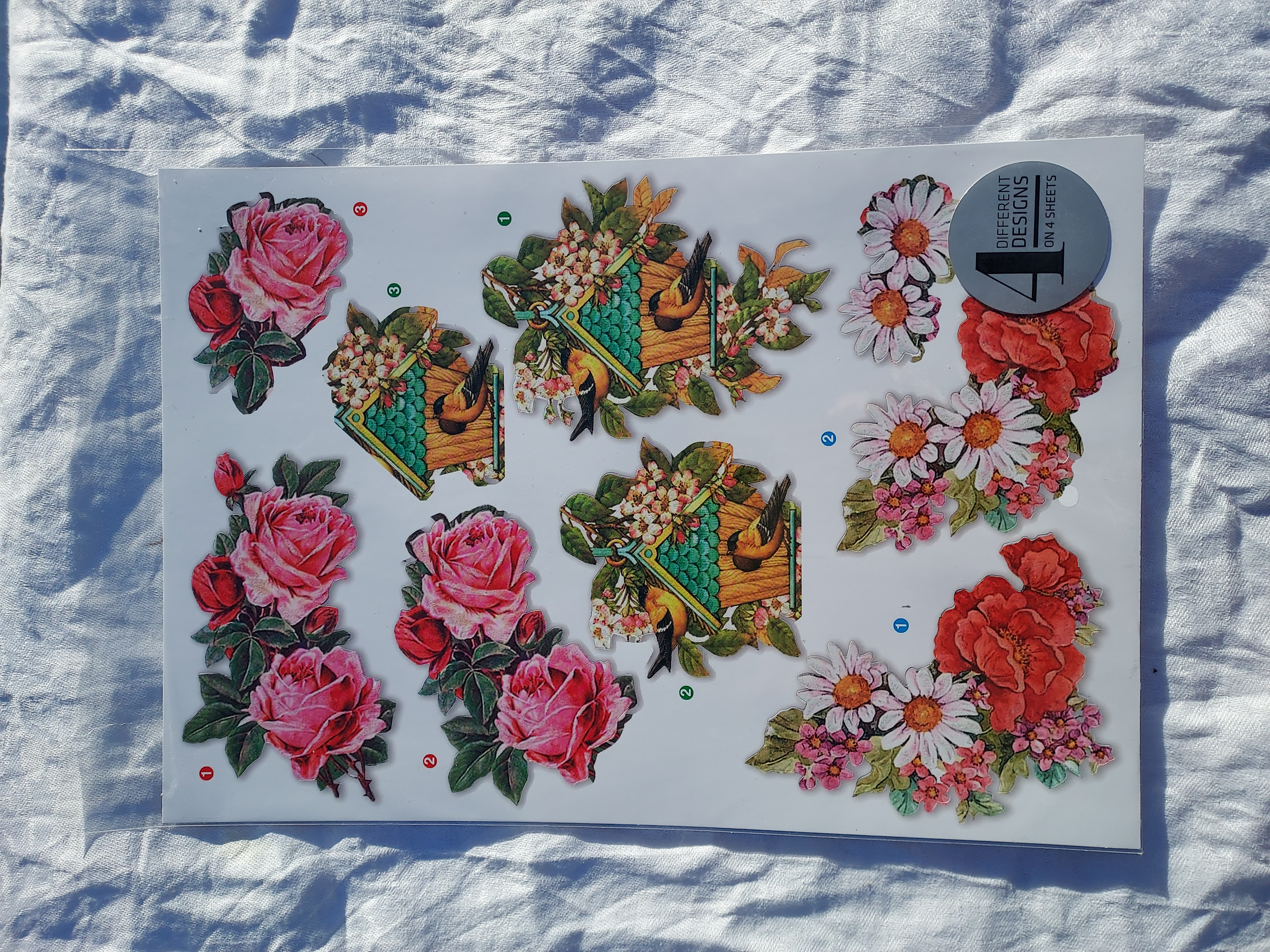 3D motiv, 21x30cm, blommor 1, 4st