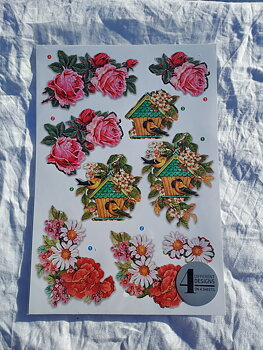 3D motiv, 21x30cm, blommor 1, 4st