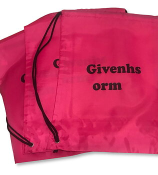 Förvaringspåse / Gympapåse i tunnare material - egen tryckt text